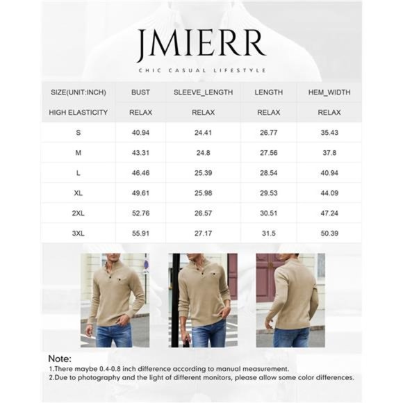 Men's Pullover Sweaters Long Sleeve Knitted Button Turtleneck NWT - Picture 3 of 5